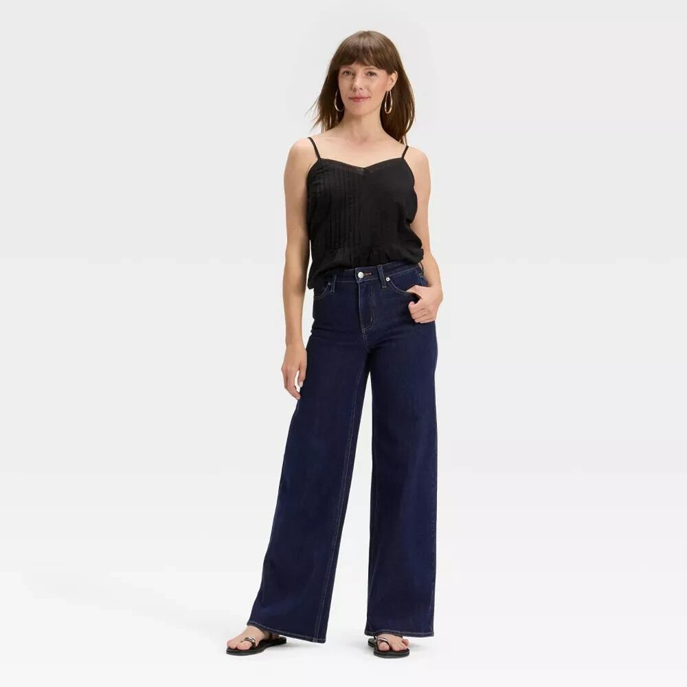 Universal Thread Womens High Rise Wide Leg Jeans Size 4 Dark Wash Denim NWT